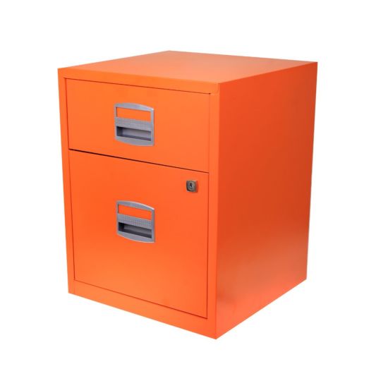 Bisley Filing Cabinet on Wheels A4 2 Drawer - Orange