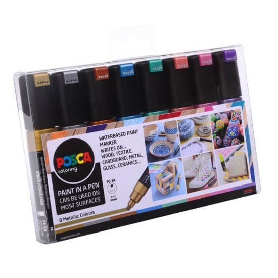 Posca Paint Marker PC-8K Metallic Set Pack of 8