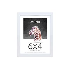 Ultimat Mono Glass & Wood Picture Frame - White 6inch x 4inch