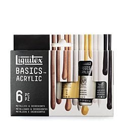 Liquitex Basics Acrylic Colour Paint Set 6 x 22ml Metal and Iridescent Front
