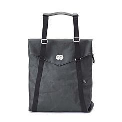 Qwstion Tote Backpack Organic Cotton Canvas Jet Black Front