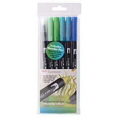 Tombow ABT Dual Brush Pens Ocean Colours Pack of 6