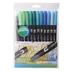 Tombow ABT Dual Brush Pens Ocean Colours Pack of 12