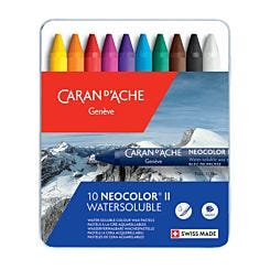 Caran d'Ache Neocolor II 10 Coloured Pastels Closed Tin Front